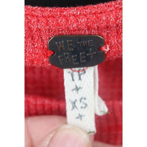 WE THE FREE BLOSSOM THERMAL BALLOON SLEEVE TOP SIZE XS PAISLEY RED - Picture 3 of 6